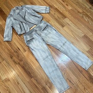 DKNY Jeans 2 Piece Denim suit  Outfit  SET Jacket M / Capri 29 Y2K